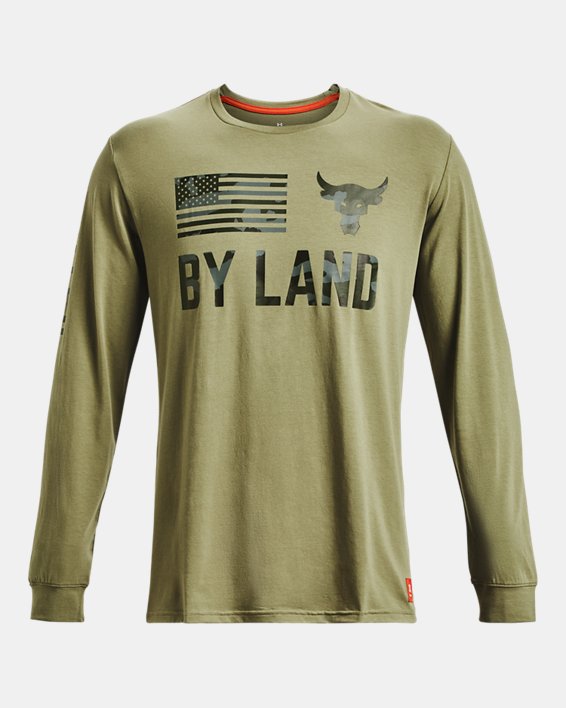 Men's Project Rock Veterans Day By Land Long Sleeve, Green, pdpMainDesktop image number 4